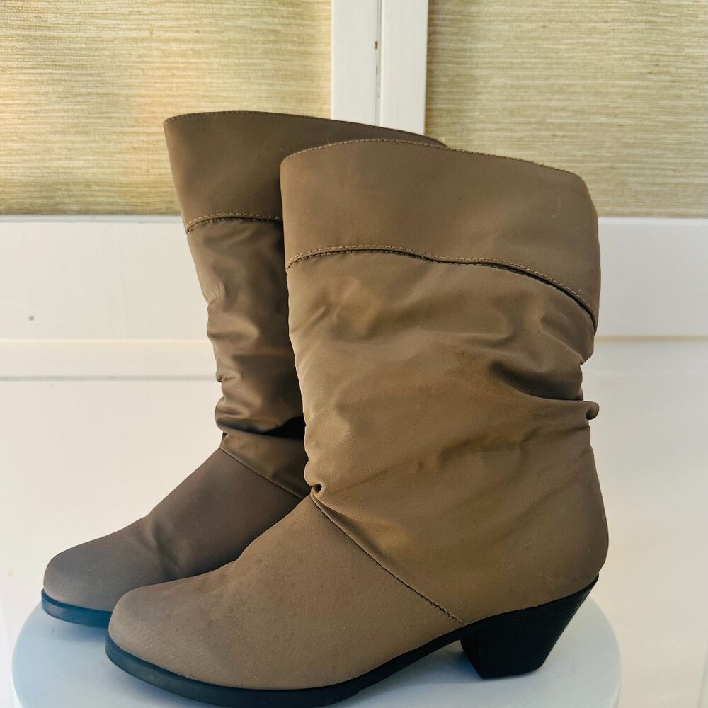 Vintage 1970s Danexx Insulated All Weather Winter Boots Tan Mid Calf 70s